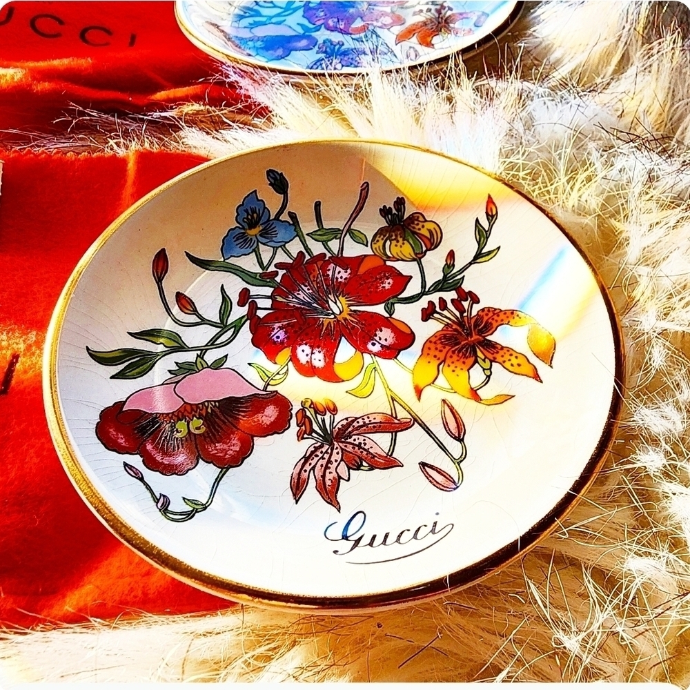 🌟 RARE 🌟 1960's  GUCCI FLORA Trinket Dish Set